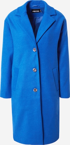 PIECES Between-Seasons Coat 'ALICE' in Blue: front