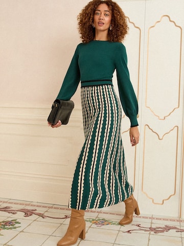 Robes en maille love & roses en vert