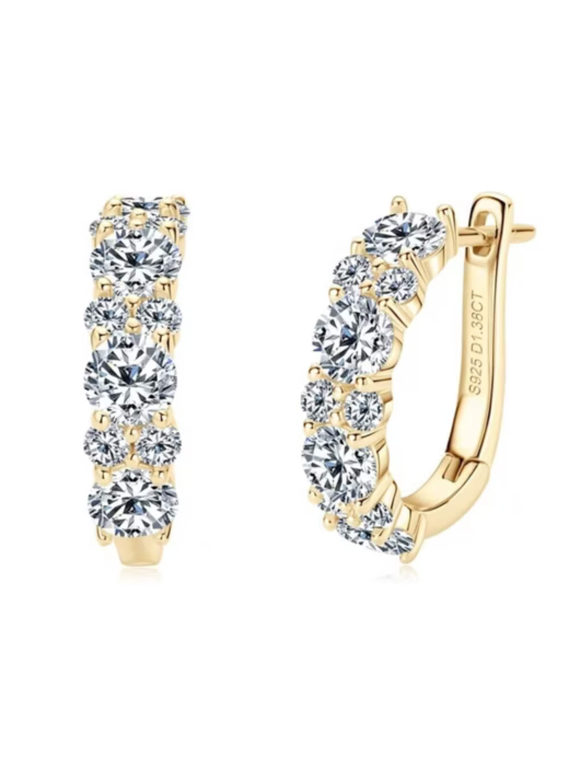 ROUGEMONT Jewellery Ohrringe 'Extravagante Moissanit Creolen Ohrringe mit Echtheitszertifikat'‌‌‌‌‌‌‌‌‌‌ in Gold