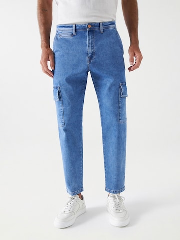 Salsa Jeans Slimfit Cargojeans in Blauw: voorkant