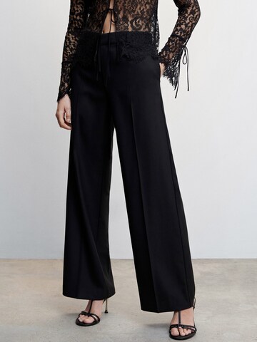 MANGO Wide leg Pantalon 'City' in Zwart: voorkant