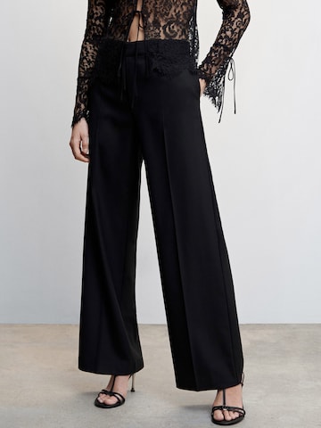 MANGO Wide leg Pantalon 'City' in Zwart: voorkant