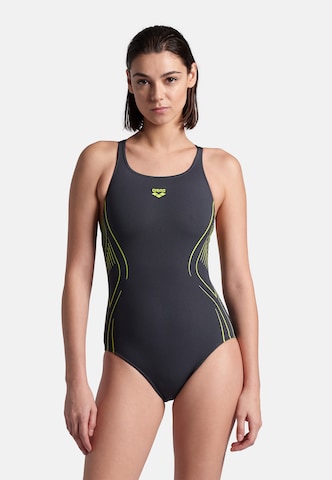 ARENA Active Swimsuit 'REFLECTING' in Grey: front