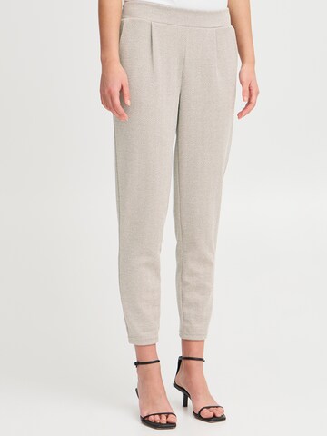 ICHI Tapered Pleat-front trousers 'Kate' in Beige: front