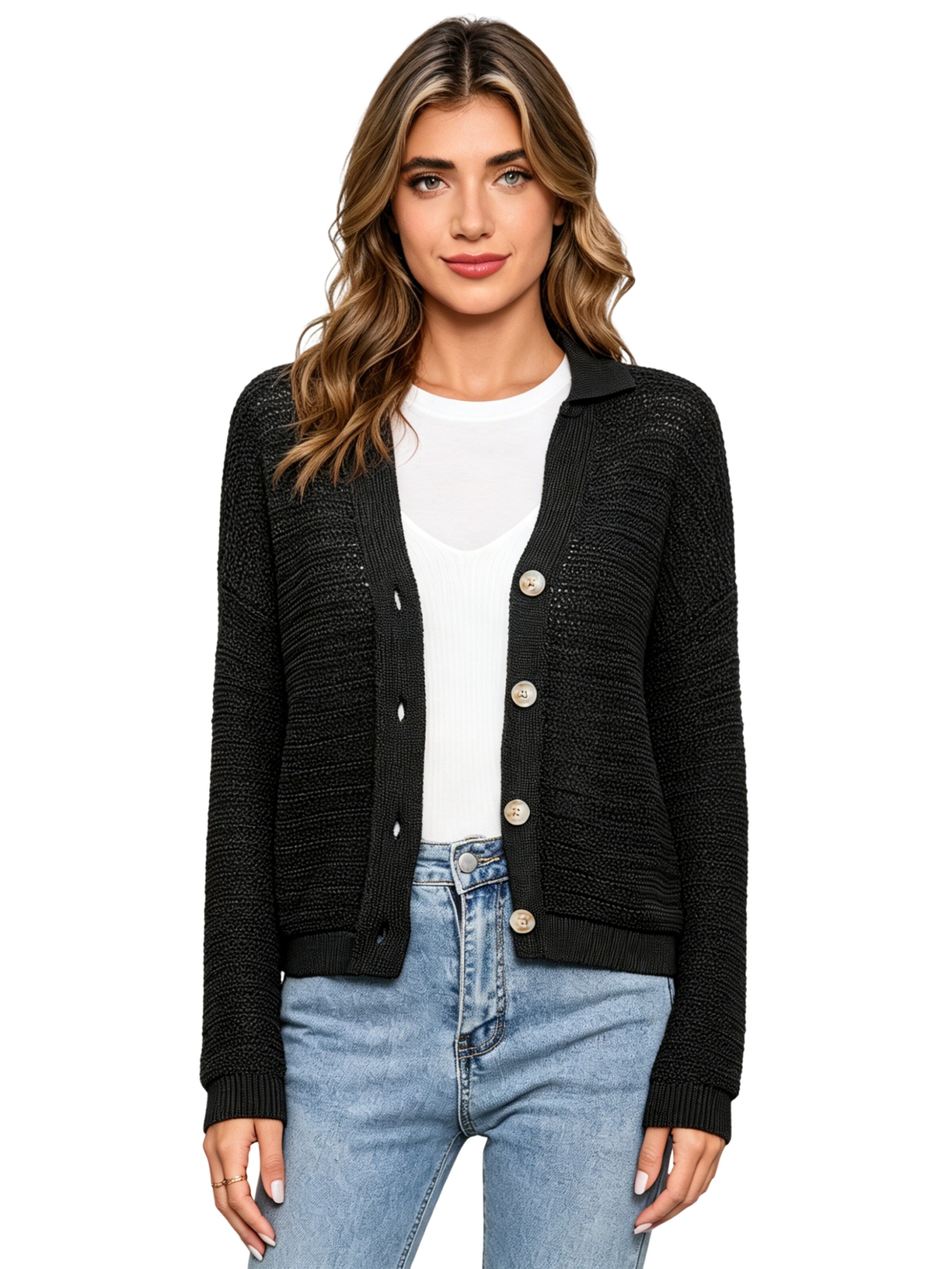 KoJooin Strickjacke‌‌‌‌‌‌‌‌‌‌ in Schwarz: Vorderseite