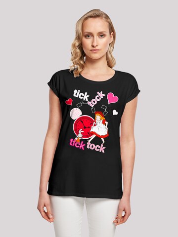 F4NT4STIC Shirt 'Alice im Wunderland Tick Tock' in Schwarz: Vorderseite