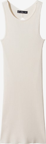 MANGO Stickad klänning 'PASI' i beige: framsida