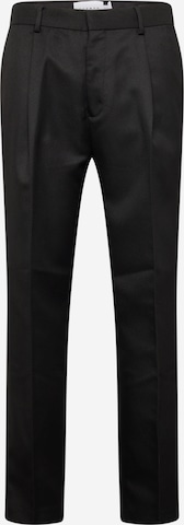 TOPMAN Regular Trousers with creases in Black: front