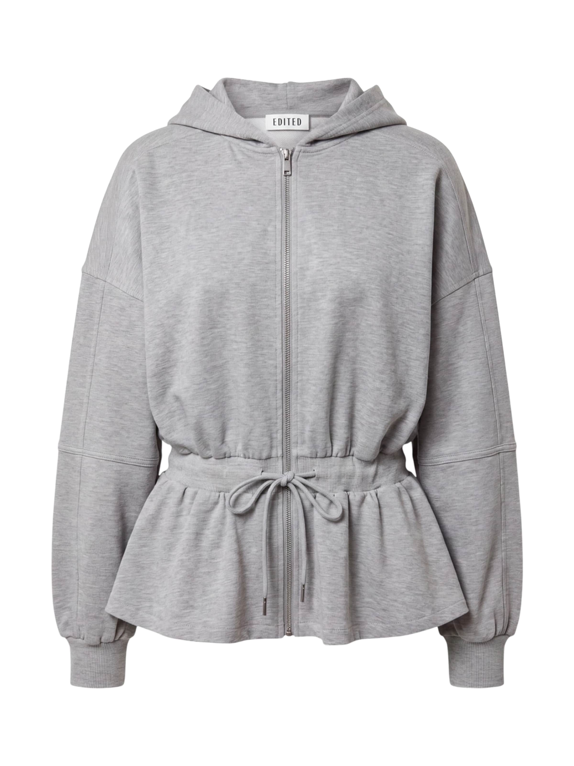 EDITED - Sudadera con cremallera 'Ulima Peplum' en gris: frente