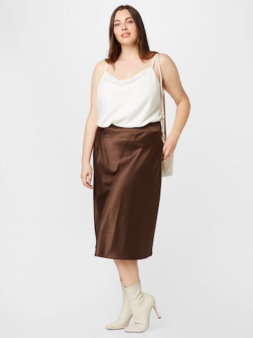 Vila Curve Skirt in Brown