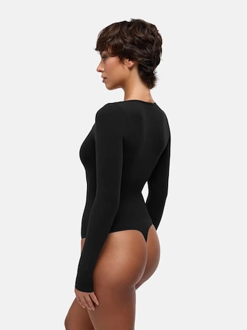 cfab - Body moldeador 'Clean Longsleeve Squareneck Sculpting Bodysuit with String' en negro
