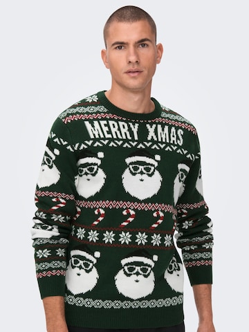 Only & Sons Pullover 'Xmas Santa' i grøn