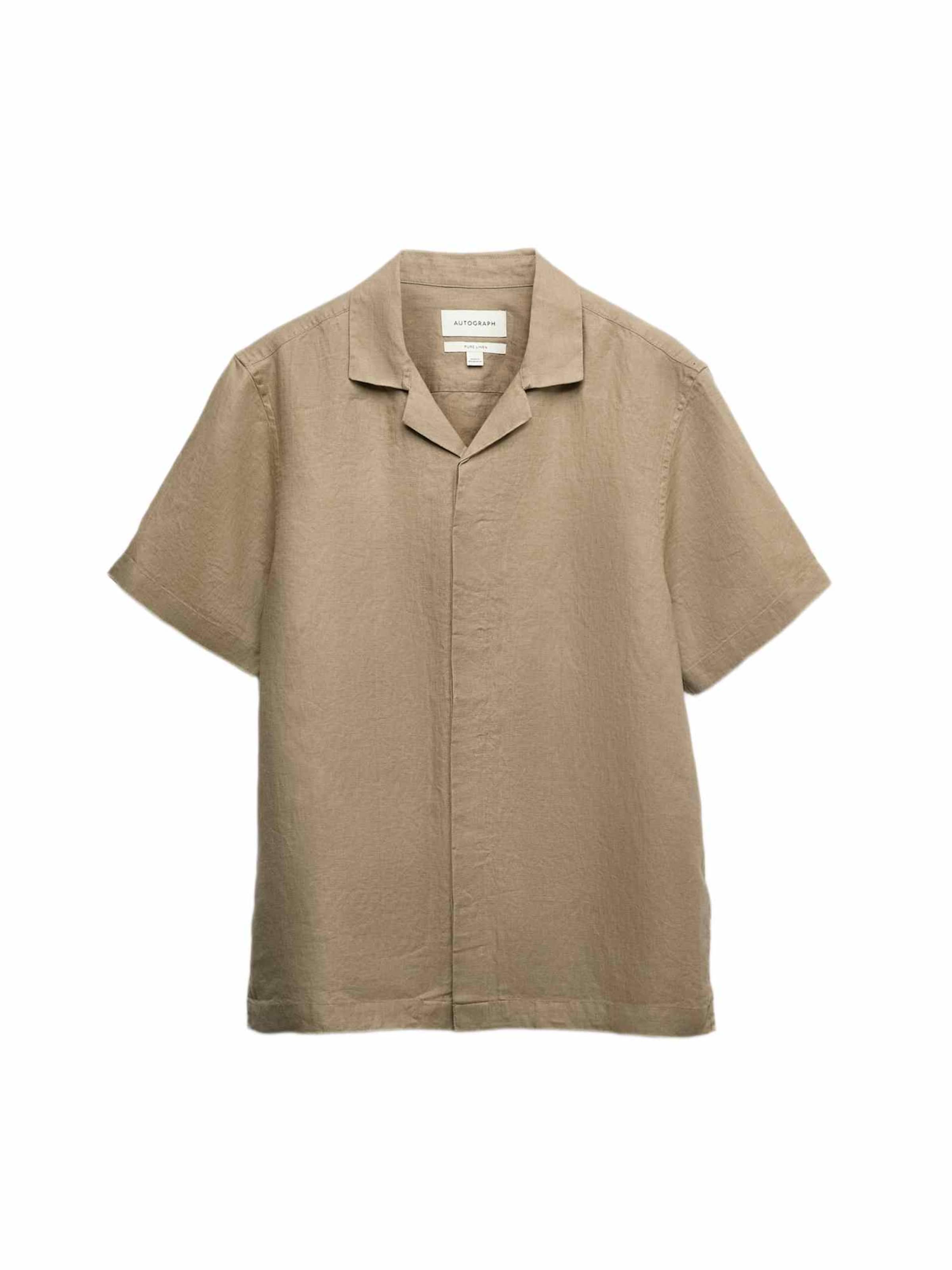 Marks & Spencer Regular fit Button Up Shirt in Brown: front