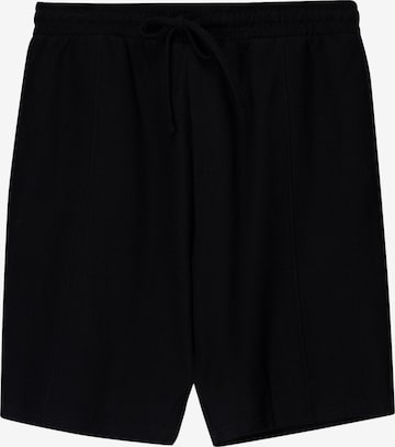 BershkaBaggy Hlače - crna boja: prednji dio