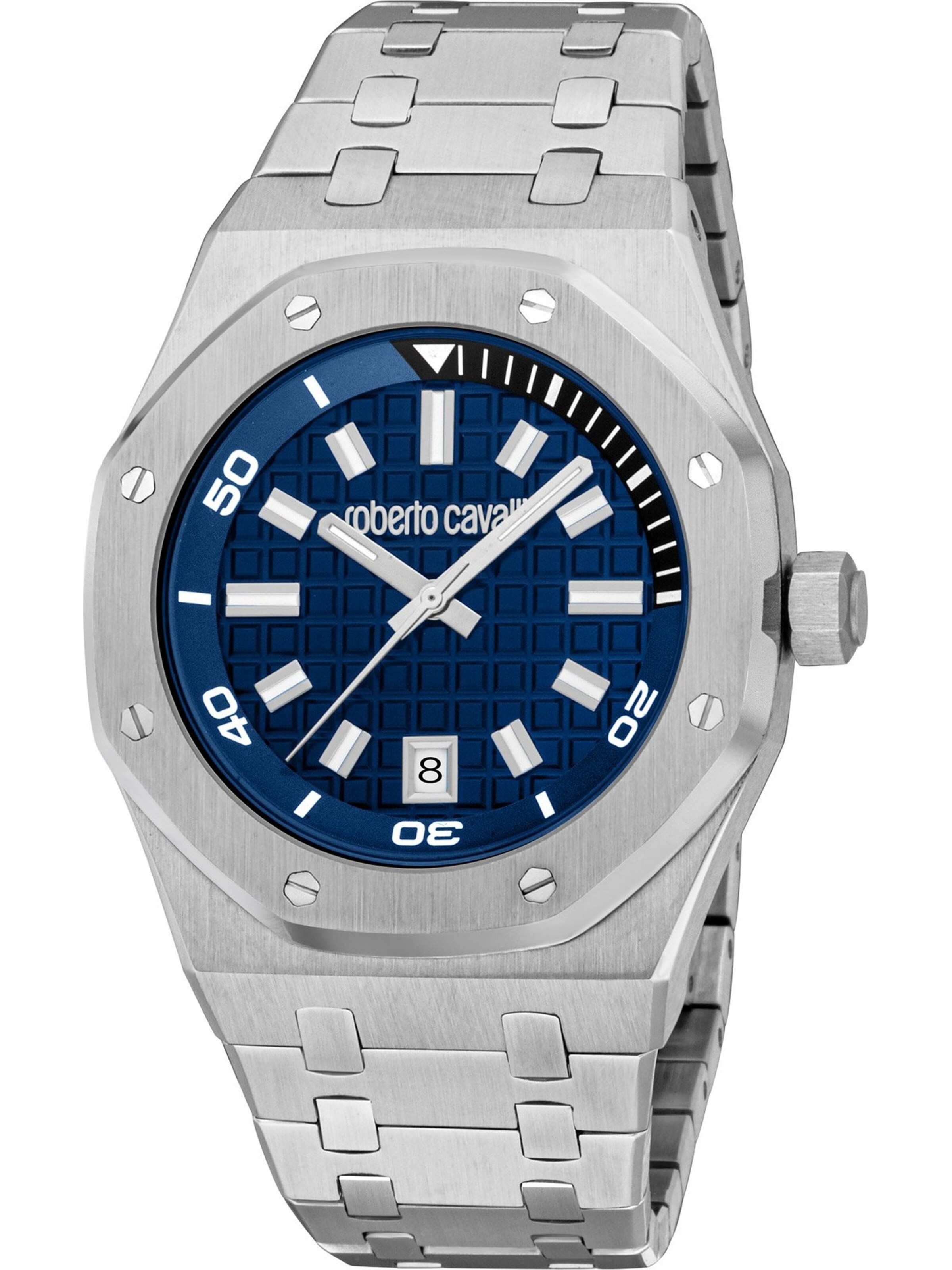 Just Cavalli Analoguhr in Silber: Vorderseite