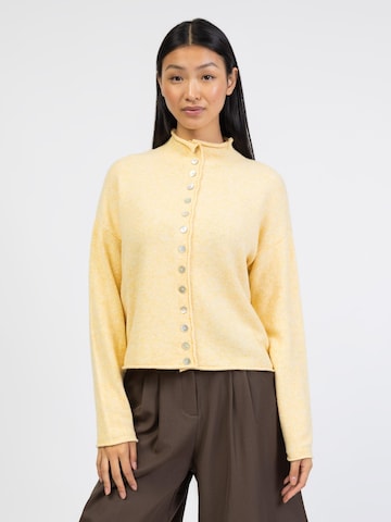 BROKE + SCHÖN Knit Cardigan 'Strickjacke mit Stehkragen' in Yellow: front