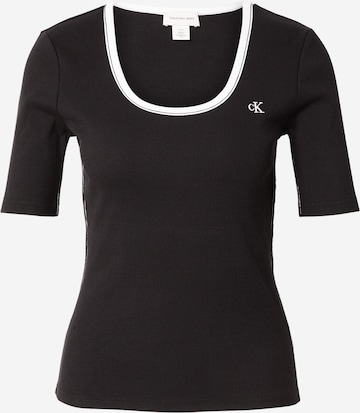Tricou de la Calvin Klein Jeans pe negru: față
