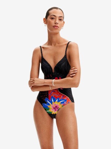 Desigual Swimsuit 'Strappy cat' in Black: front