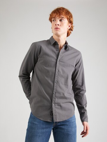 Coupe regular Chemise 'EMEA' HOLLISTER en gris : devant