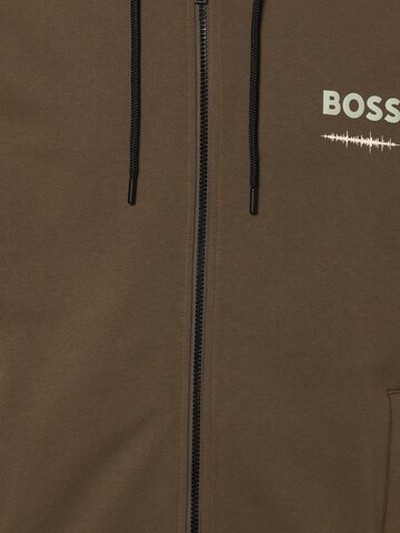 BOSS Zip-Up Hoodie ' ZeGrafix ' in Brown