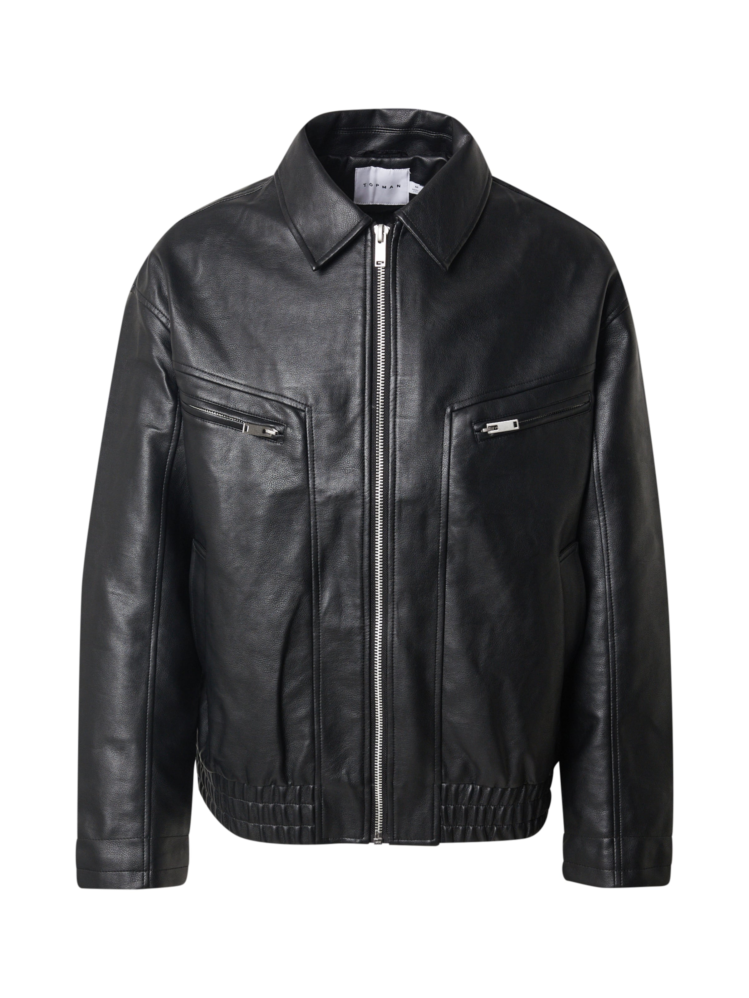 TOPMAN Φθινοπωρινό και ανοιξιάτικο μπουφάν σε μαύρο: μπροστά