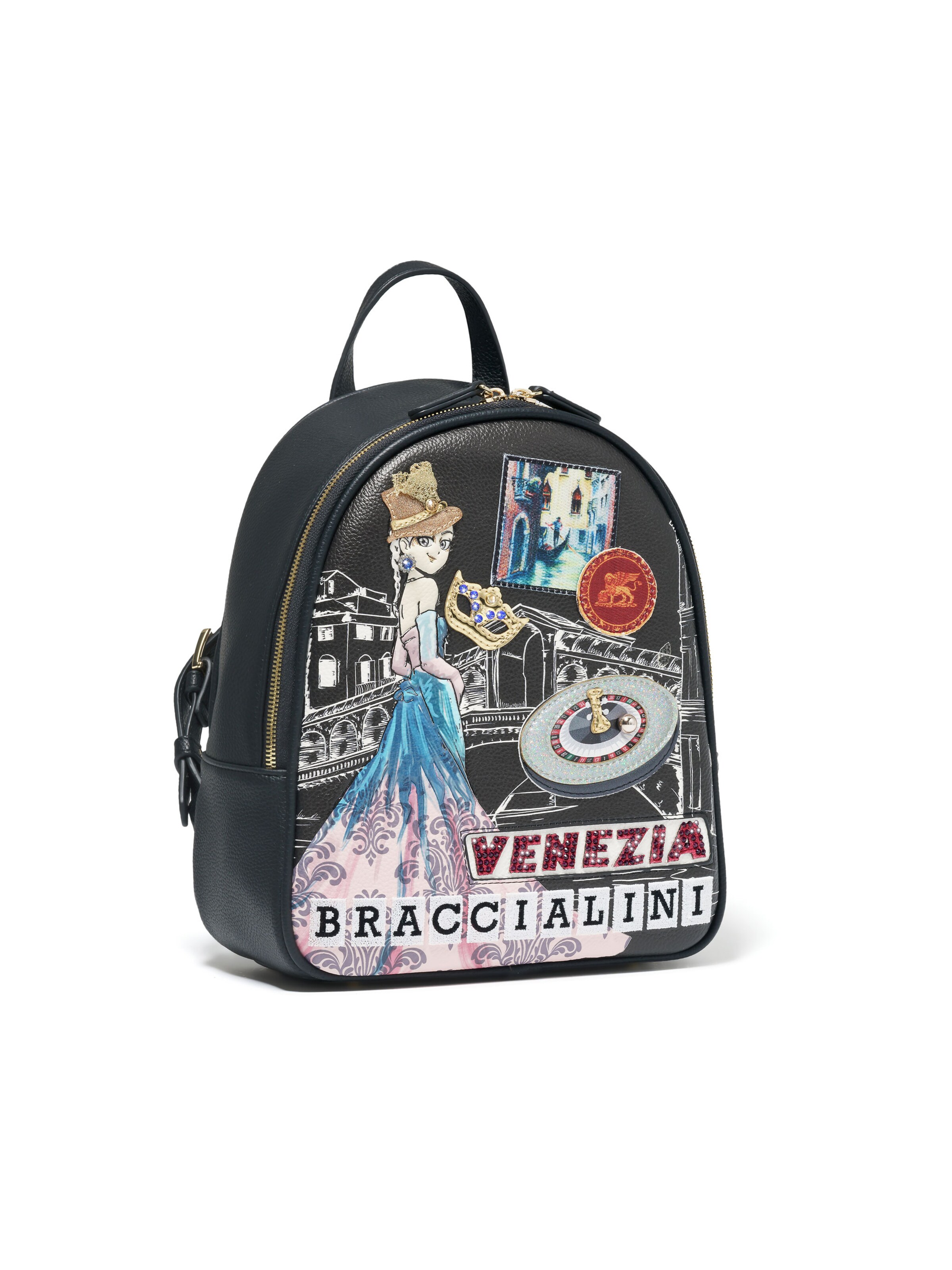 Zaino di Braccialini in nero: frontale