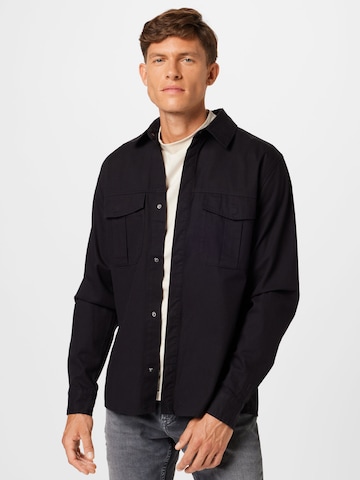 Les Deux Regular Fit Hemd 'Laurel' in Schwarz: Vorderseite