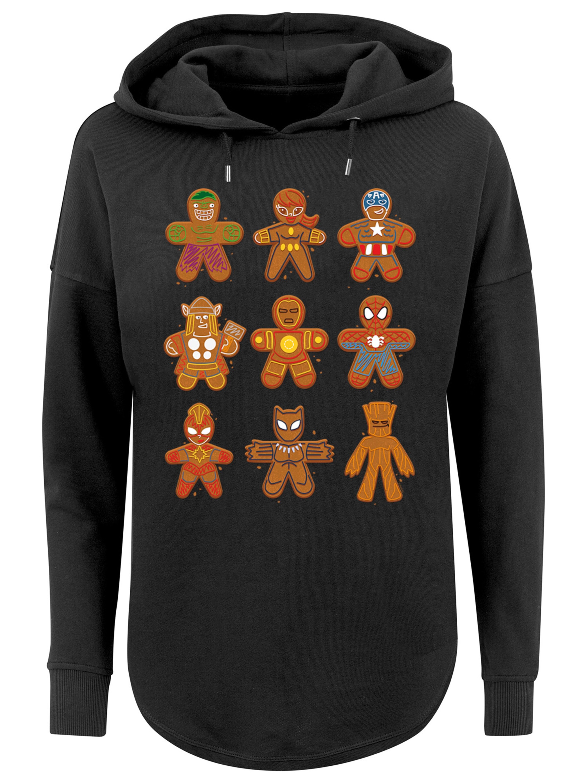 F4NT4STIC Sweatshirt 'Marvel Universe Christmas Gingerbread Avengers' in Zwart: voorkant