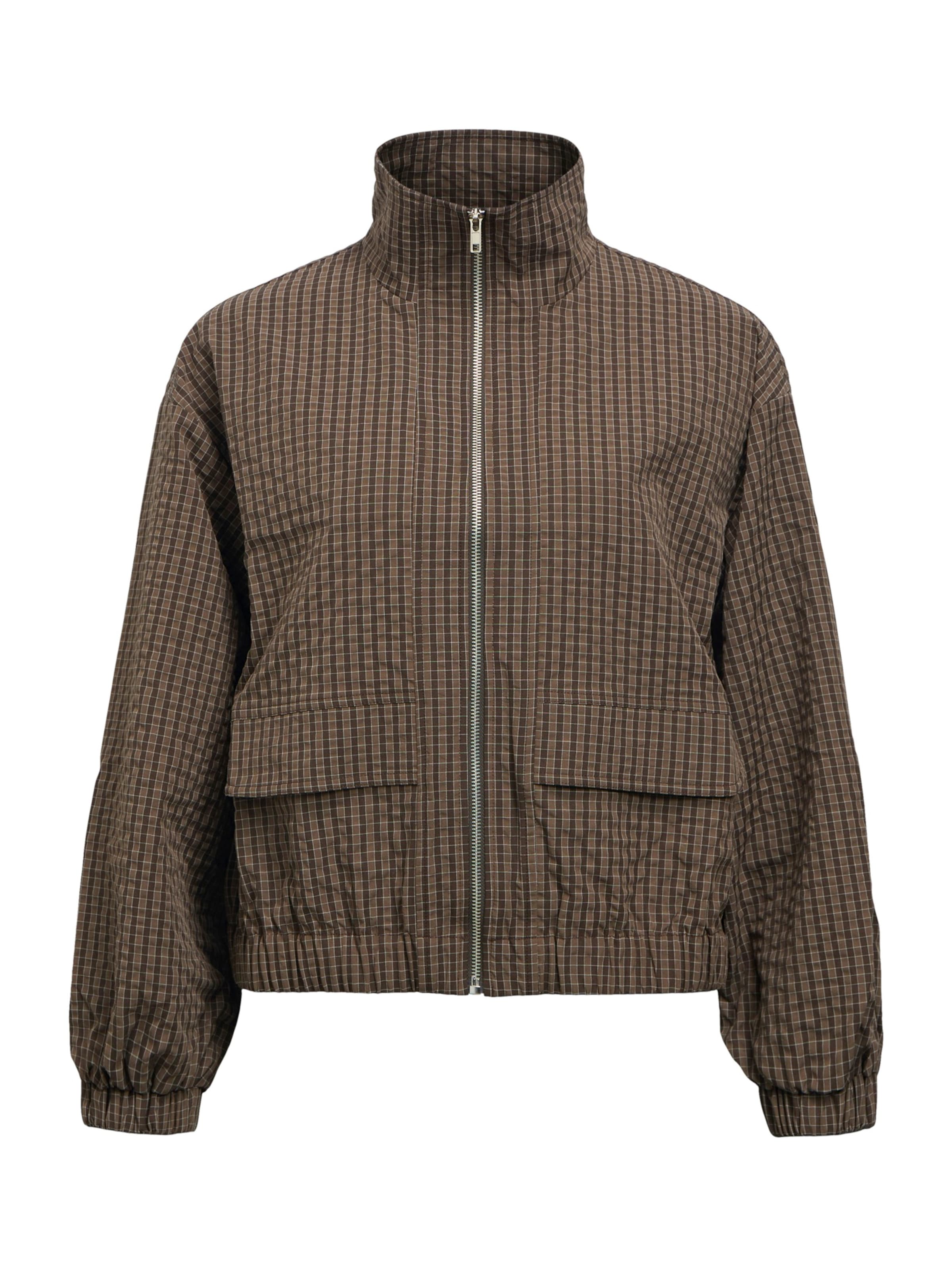 OBJECT Tussenjas 'OBJLEVI' in de kleur Chocoladebruin / Donkerbruin / Wit, Productweergave