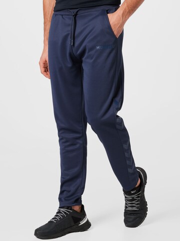 Effilé Pantalon de sport 'Legacy Poly' Hummel en bleu : devant