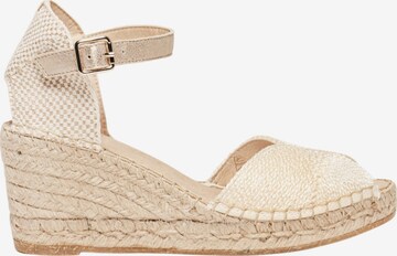 Sandalo con cinturino 'Alpargata Cuña 7 cm' di Alhamas in beige: frontale