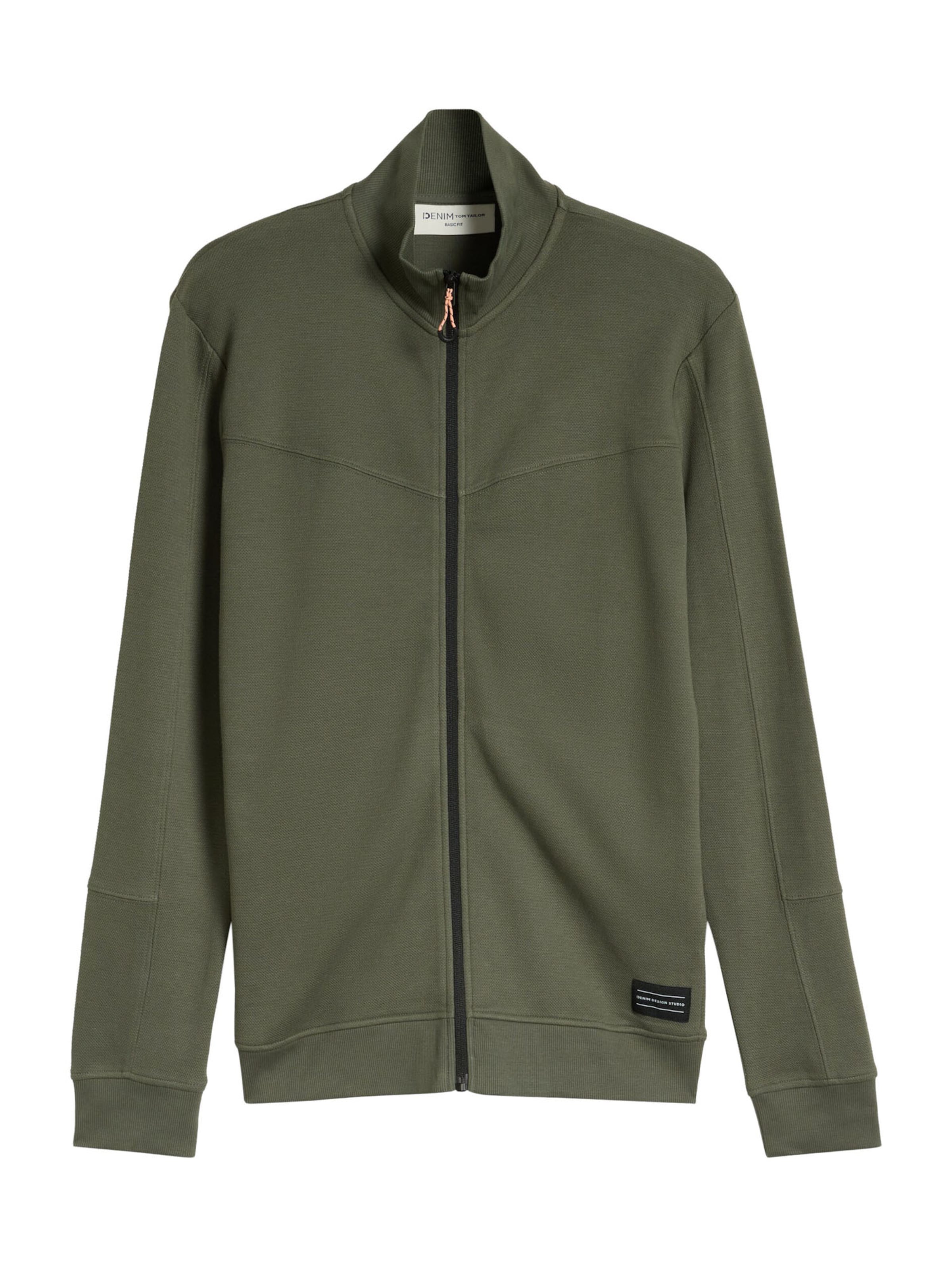 TOM TAILOR DENIM Sweatvest in Groen: voorkant