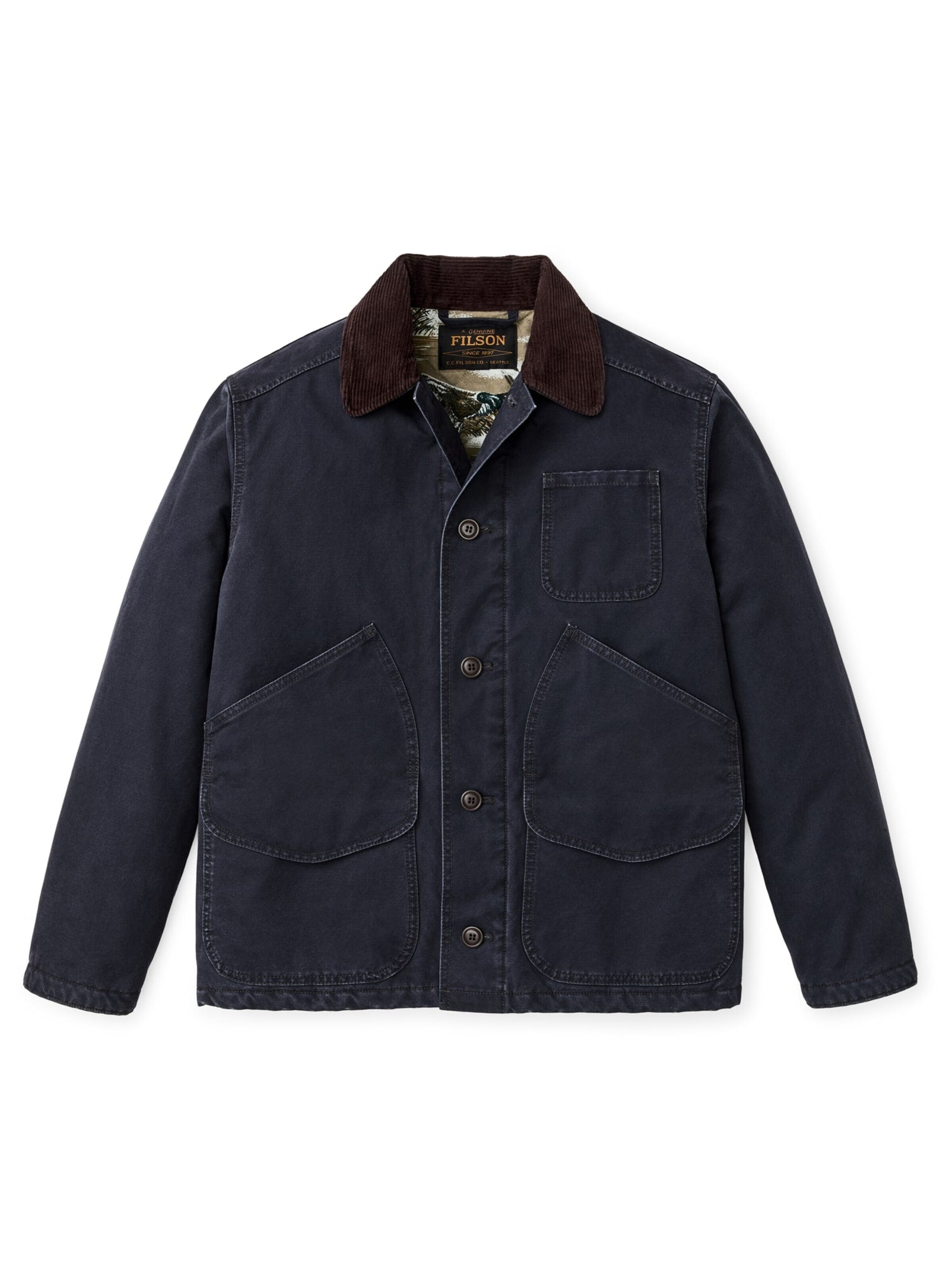 Veste mi-saison Filson en bleu : devant