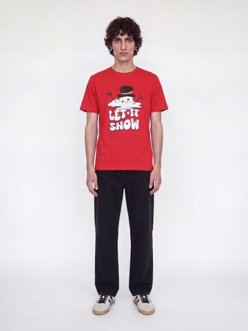 JACK & JONES - Camiseta 'JJXMAS FUN' en rojo