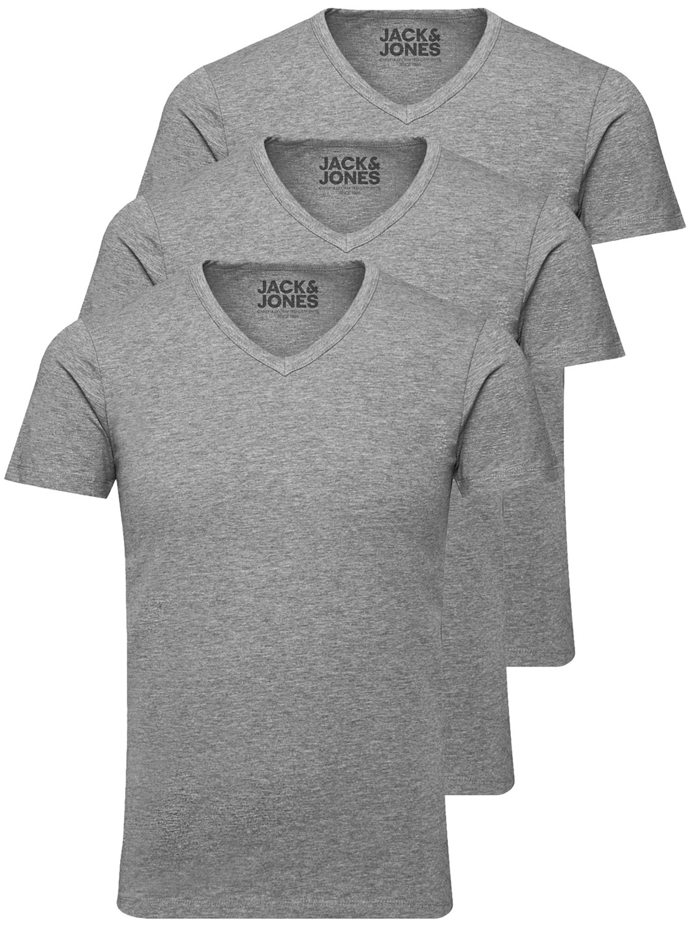 JACK & JONES T-Shirt 'JJV-Neck' in Grau: Vorderseite