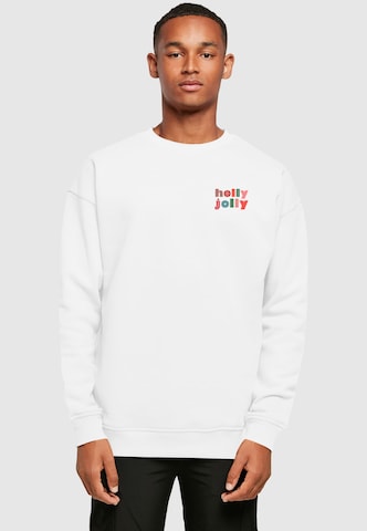 Merchcode Sweatshirt 'Christmas Holly Jolly' in White: front