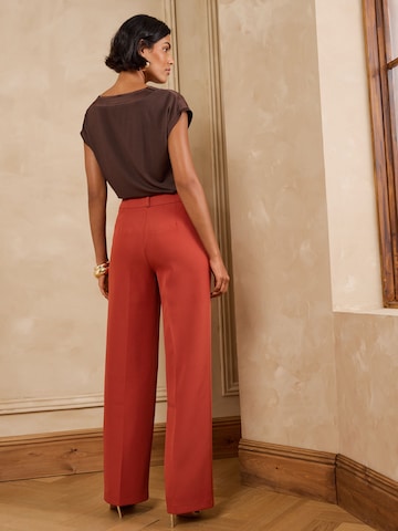 love & roses - Pierna ancha Pantalón de pinzas en marrón
