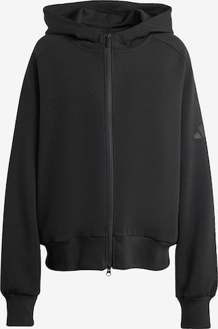 ADIDAS SPORTSWEAR - Casaco de treino em moletão em preto: frente