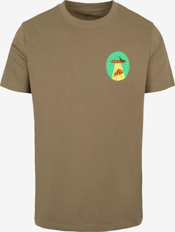 T-Shirt 'Ufo Pizza' Mister Tee en vert : devant