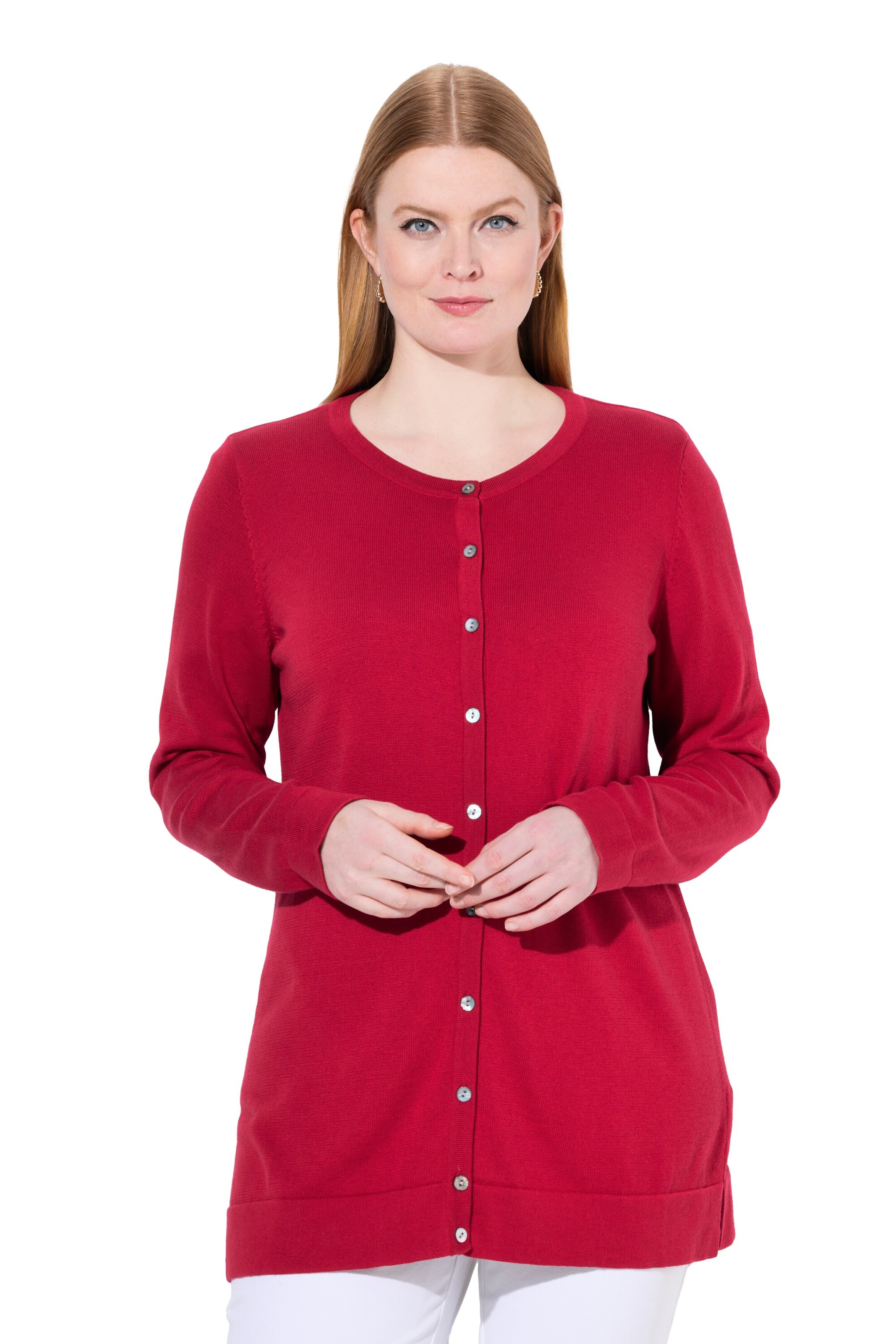 Ulla Popken Strickjacke in Rot: Vorderseite