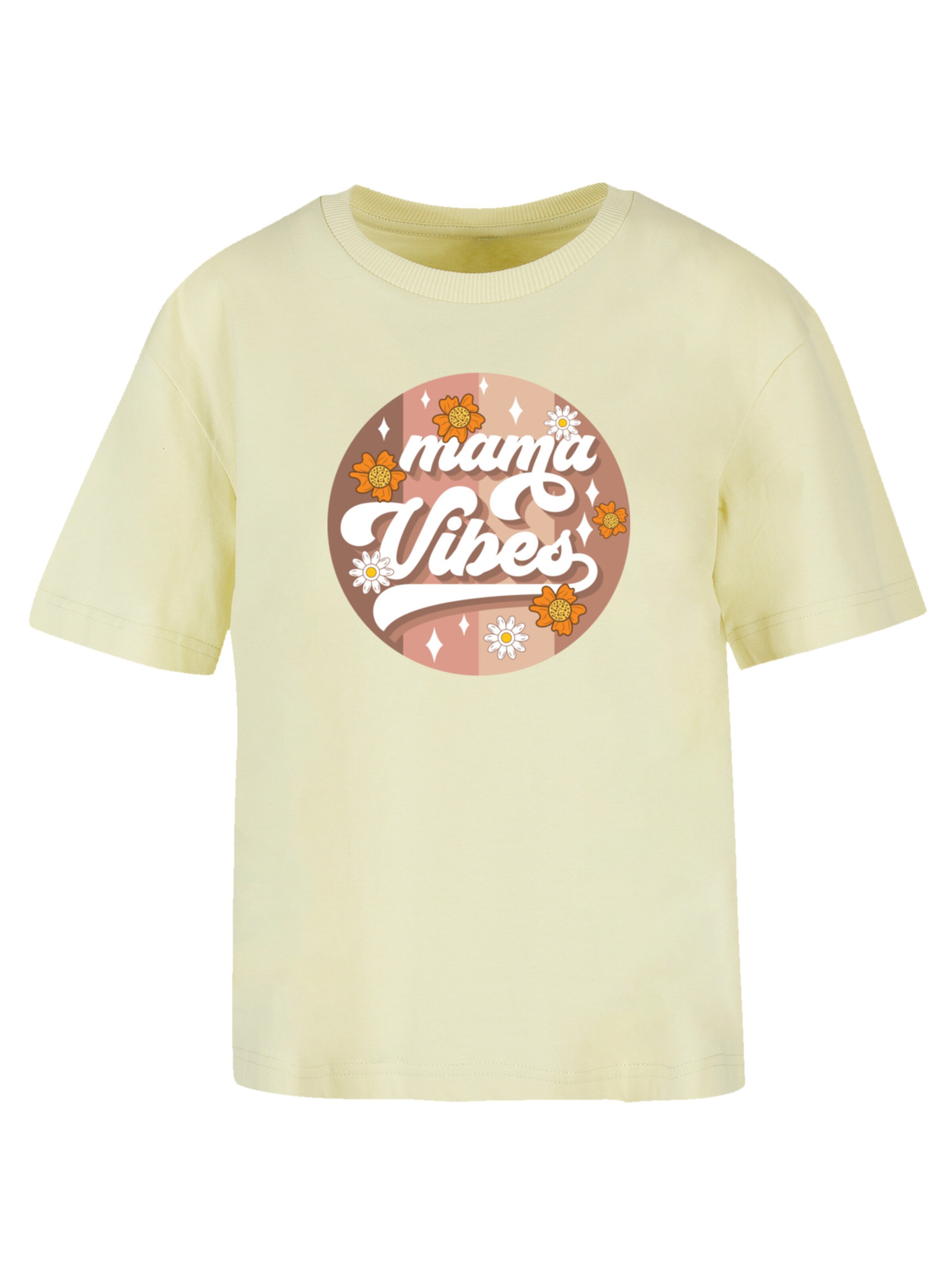 T-shirt 'Mothers Day Mama Vibes Vintage Inspired Motherhood' F4NT4STIC en jaune : devant