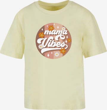 T-shirt 'Mothers Day Mama Vibes Vintage Inspired Motherhood' F4NT4STIC en jaune : devant
