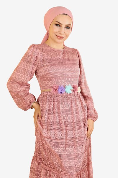 MODAMIHRAM Dress in Beige / Turquoise / Purple / Dusky pink, Item view