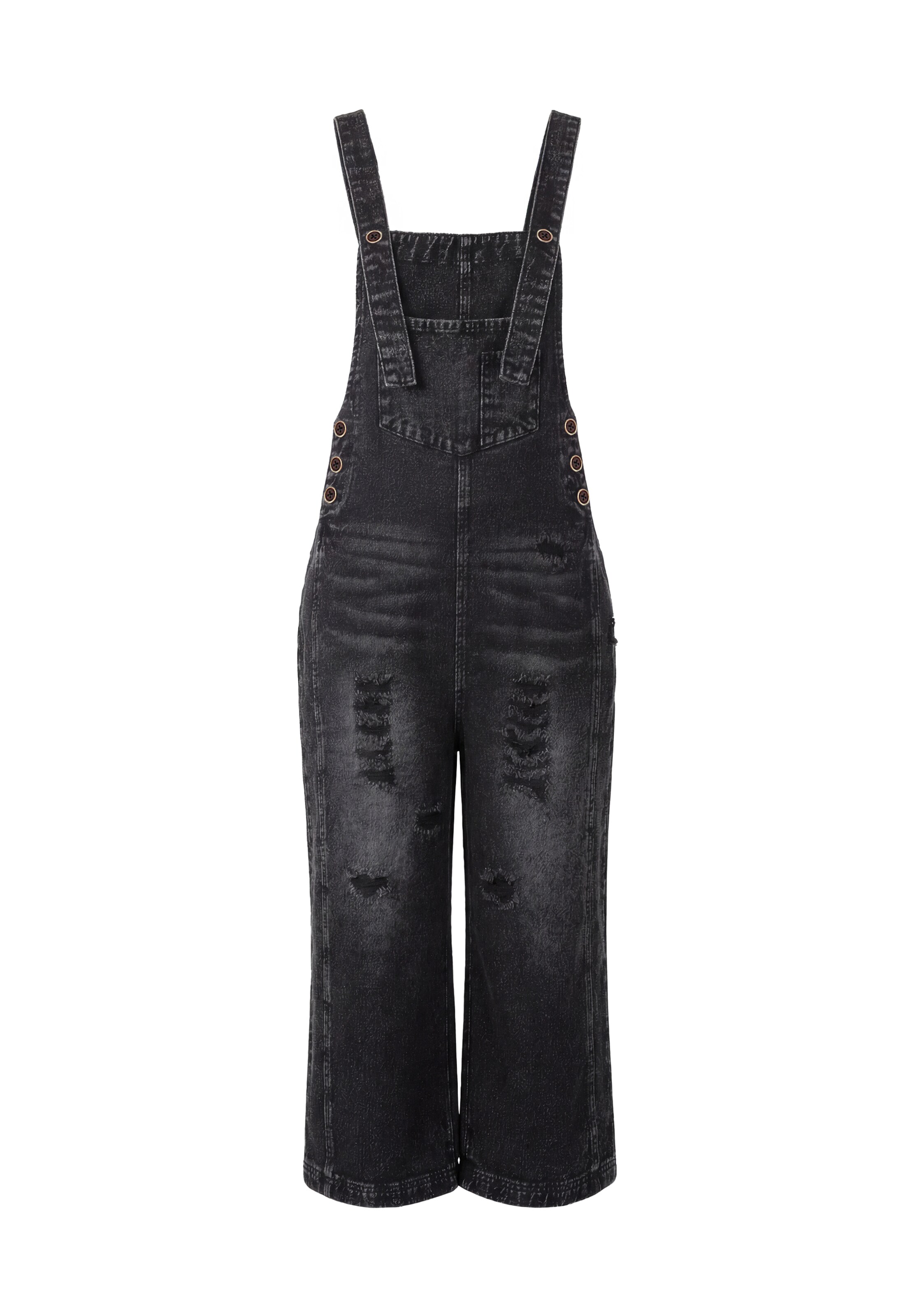 IZIA Loosefit Tuinbroek jeans in Zwart: voorkant