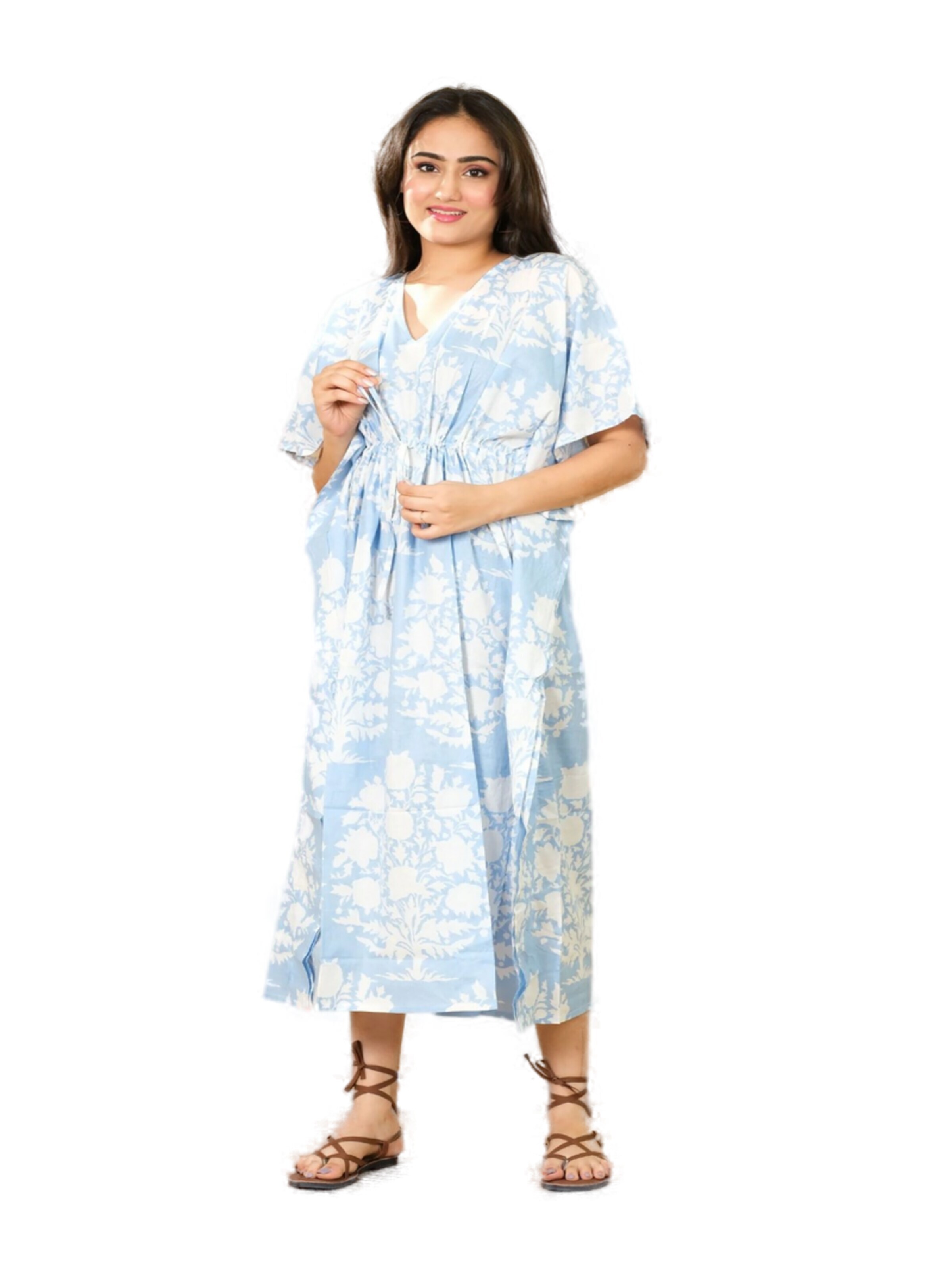 PfauGermany Oversized Dress 'KAFTAN Free Size Brustumfang – 170 cm . Länge 130 cm' in Blue: front