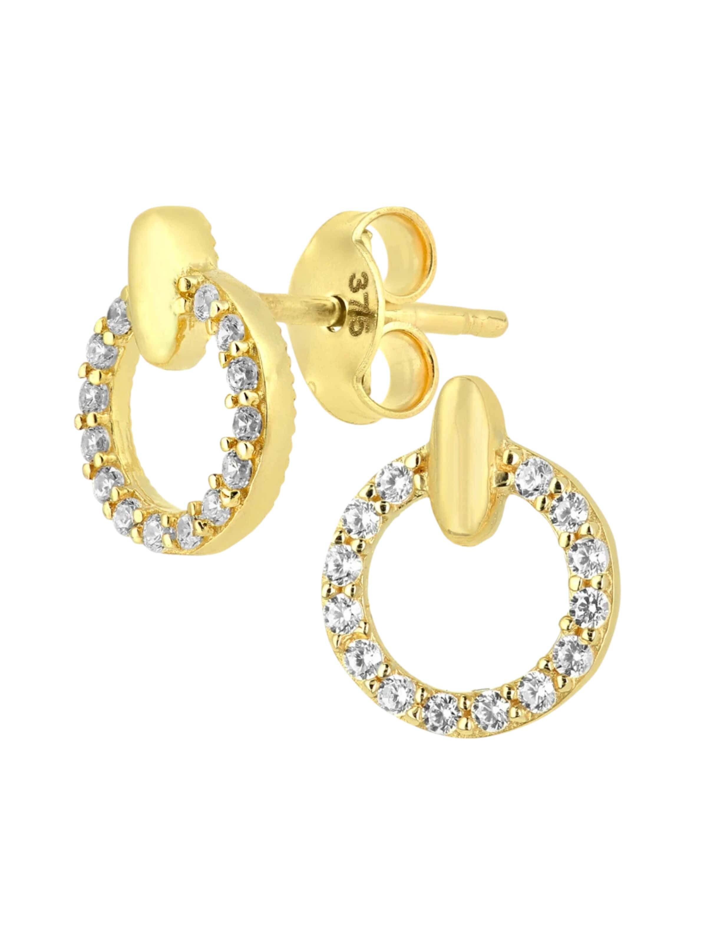 Boucles d'oreilles 'Ohrstecker aus 375 Gelbgold mit Zirkonia' Vanlere en jaune : devant