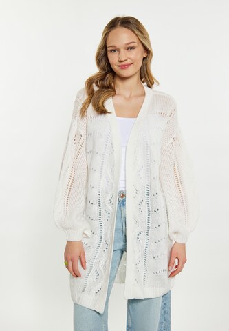 MYMO Knit Cardigan in White: front