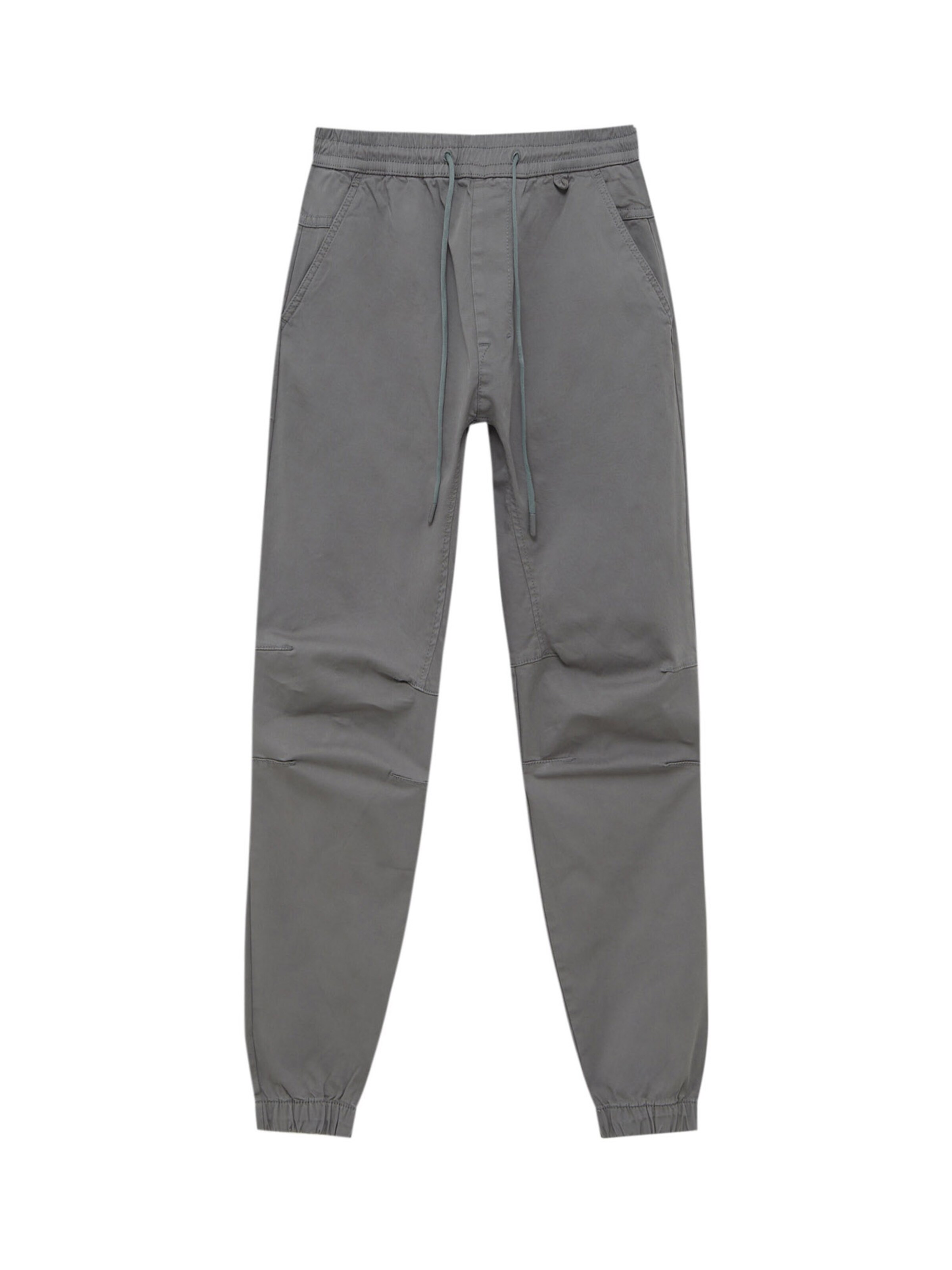 Pull&Bear Дънки Tapered Leg Панталон в сиво: отпред