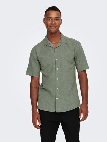 Only & Sons - Ajuste estrecho Camisa 'Caiden' en verde: frente