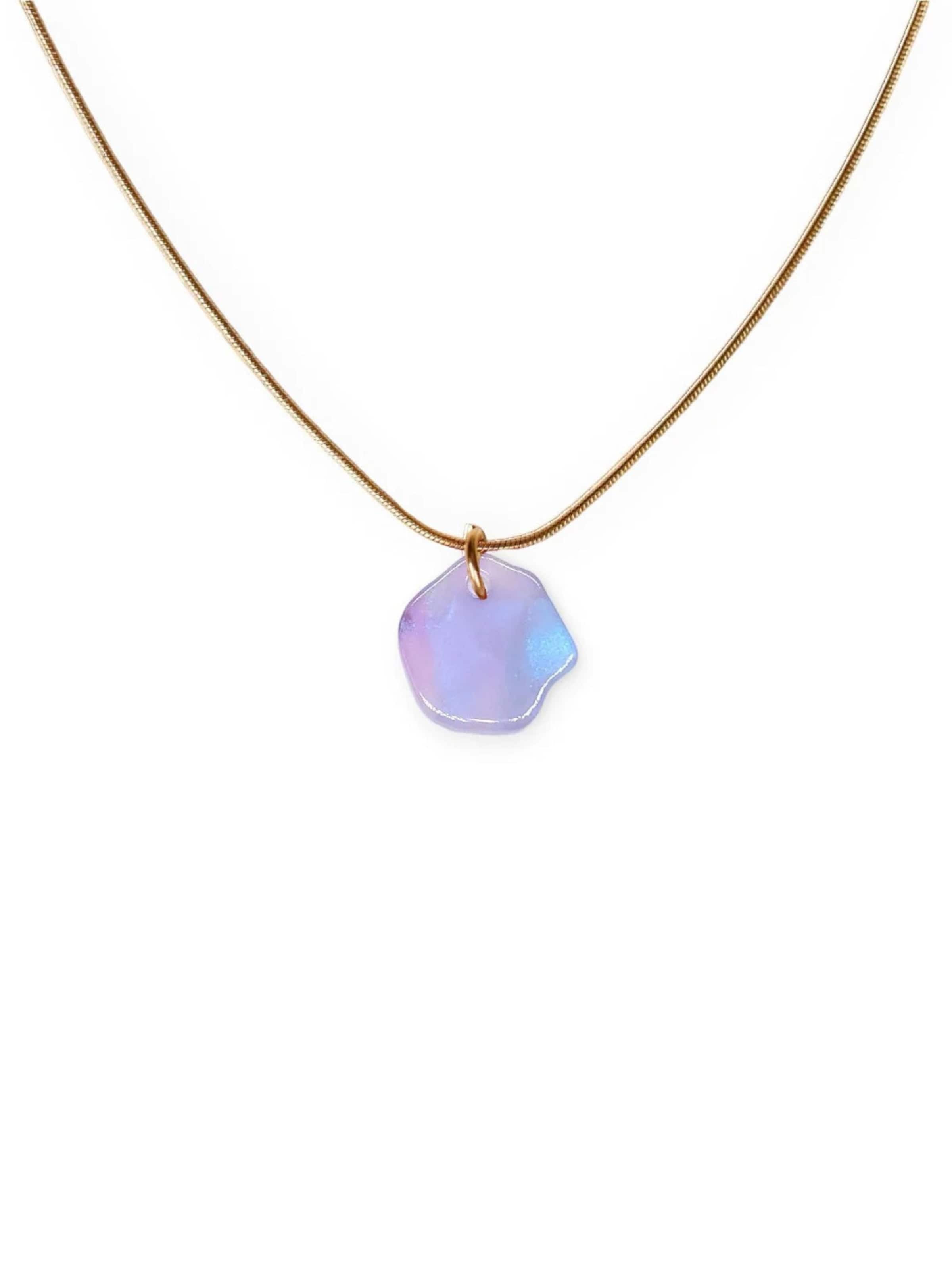 Fräulein Wunder - Colar 'Acetat Alice Gold' em roxo